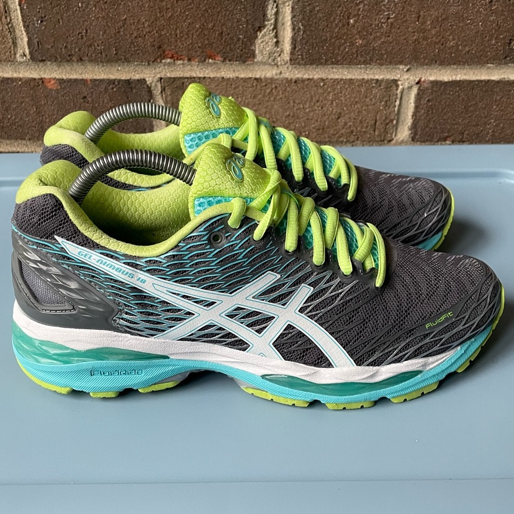 Asics Gray and Green Athletic Shoes